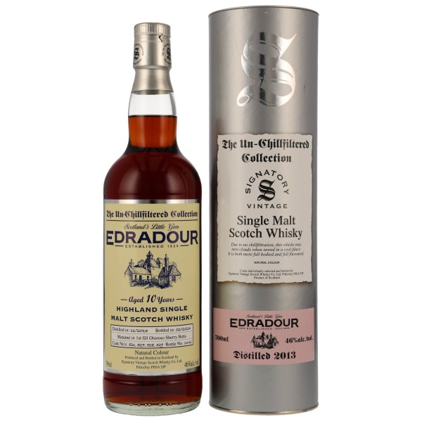 Signatory unchillfiltred Edradour 2013/2024 Cask No.521,527,528,529 10 y 46 % Vol.